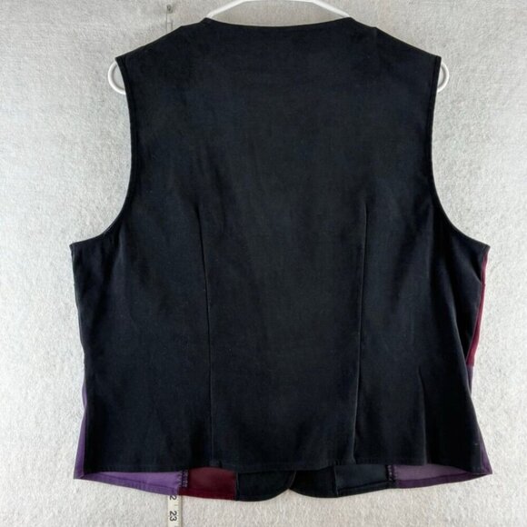 White Stag art to wear Y2K Feaux suede Black 70s patchwork Purple Stretch vest L - Picture 4 of 4
